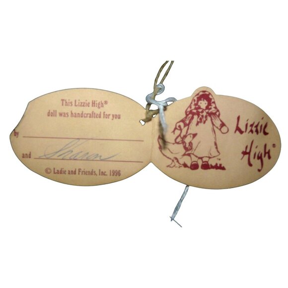 Lizzie High 1996 Wooden Folk Doll Maisie Bowman Accessories Tag Handcrafted Vtg - Picture 5 of 6